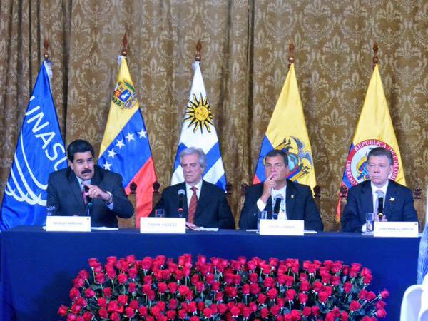 Rueda de prensa de la reunión entre Maduro y Santos