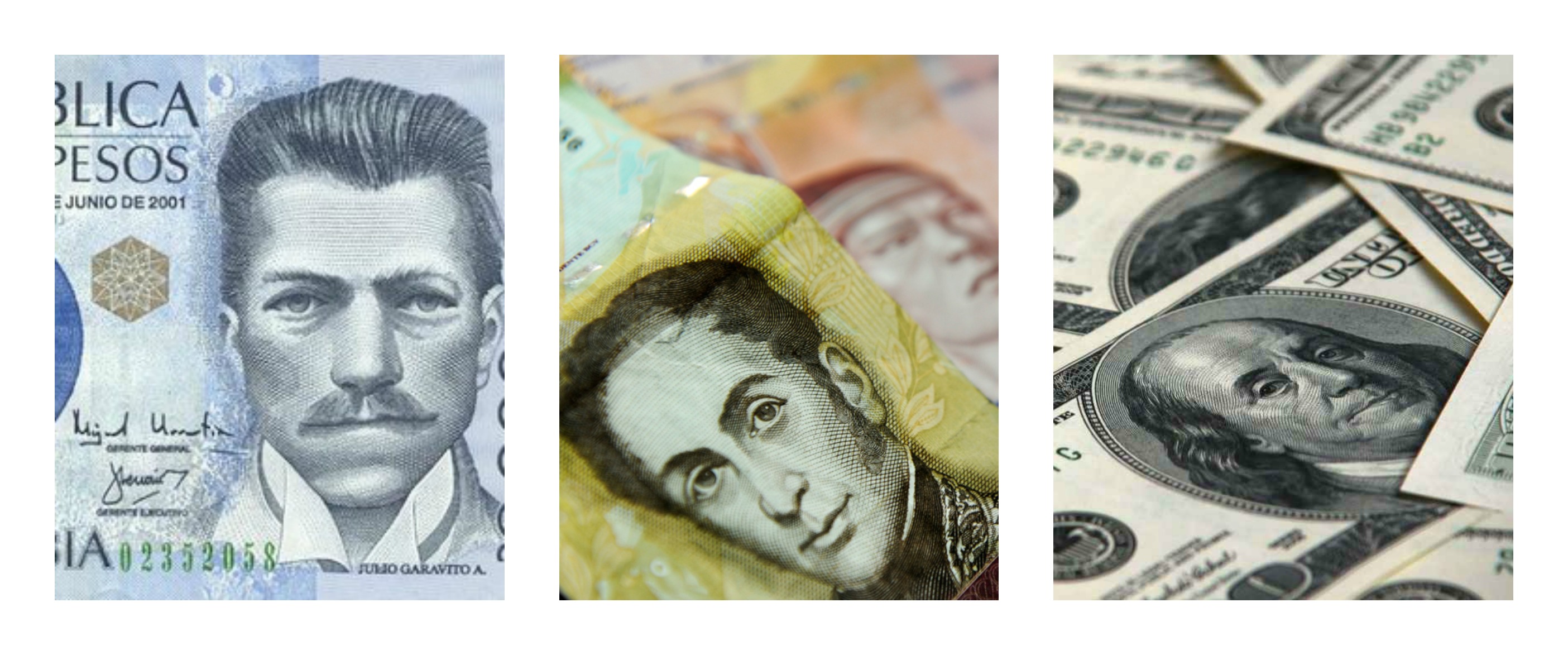 Peso, Bolívar, Dolar