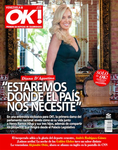Diana D'Agostino en la portada de febrero de la revista OK!