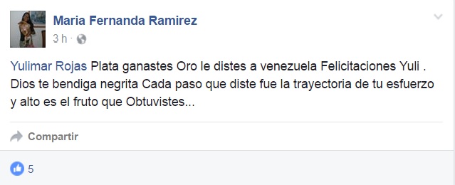 Venezolanos felicitan a Rojas