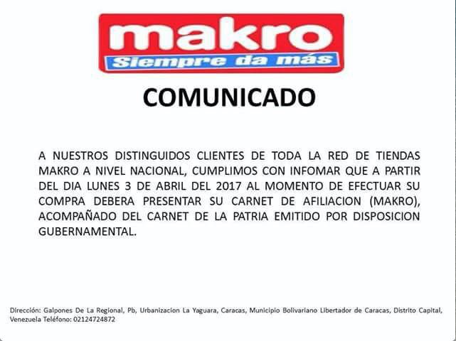 Makro comunicado falso