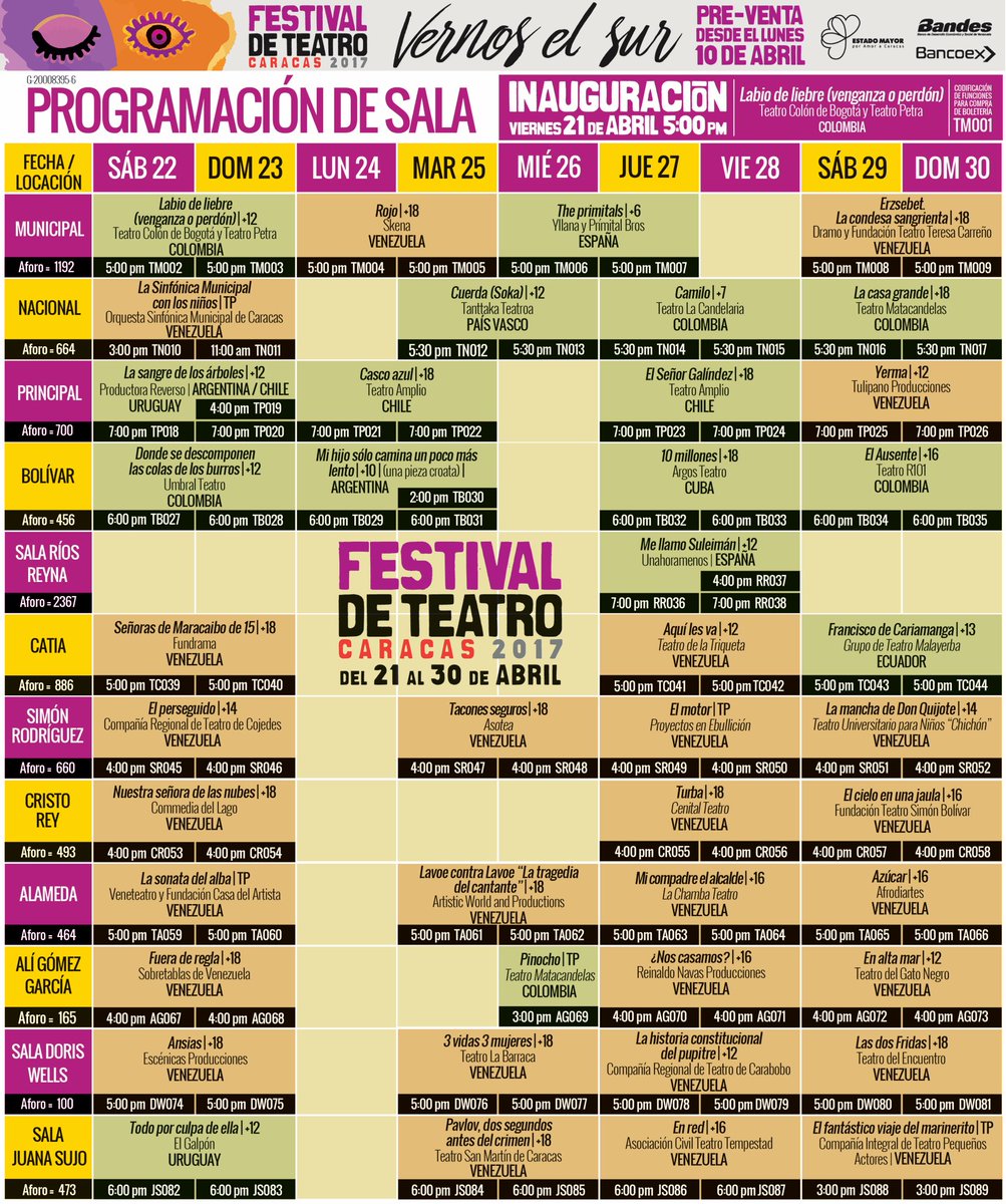 Programación del Festival de Teatro de Caracas