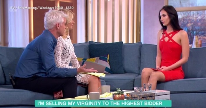 ITV handout videograb image of Aleexandra Kefren being interviewed on This Morning about her plans to sell her virginity to the highest bidder. PRESS ASSOCIATION Photo. Picture date: Tuesday November 29, 2016. Ms Kefren, 18, told the ITV talk show she is hoping to get at least one million euro to raise enough money to save her family from eviction and fund her university education. See PA story SHOWBIZ Schofield. Photo credit should read: ITV/PA Wire NOTE TO EDITORS: This handout photo may only be used in for editorial reporting purposes for the contemporaneous illustration of events, things or the people in the image or facts mentioned in the caption. Reuse of the picture may require further permission from the copyright holder.
