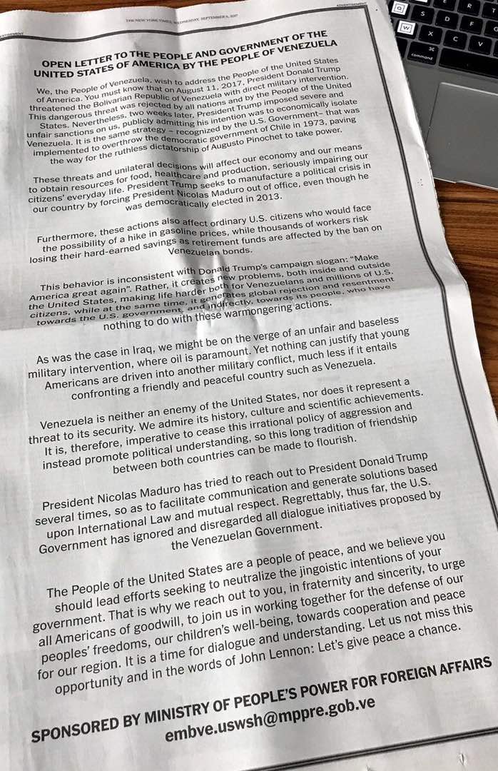 Carta abierta del pueblo venezolano