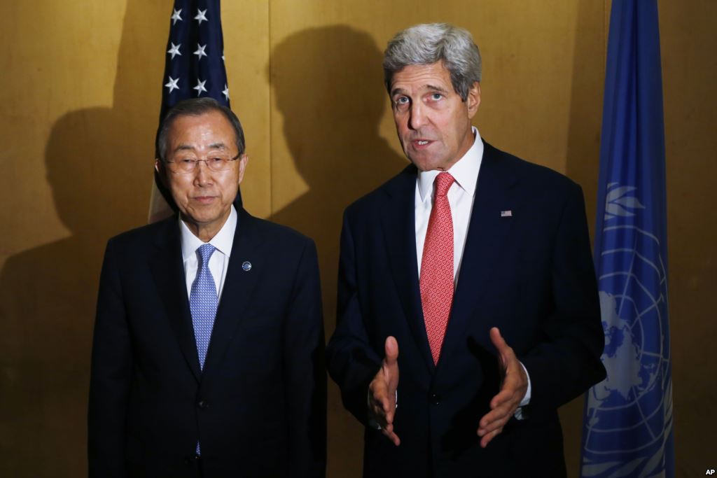 John Kerry y Ban Ki Moon