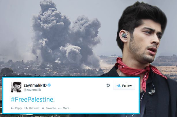 Composición Zayn Malik y su twit pidiendo libertad para Palestina