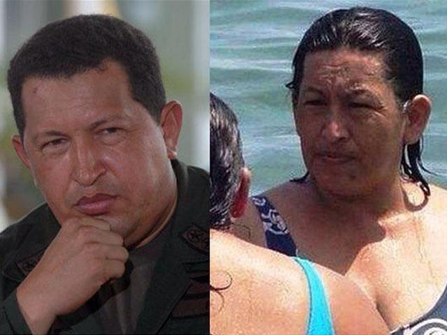 Hugo Chávez y señora muy parecida