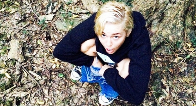 Miley Cyrus orinando en el campo