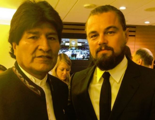Evo Morales con Leonardo Di Caprio