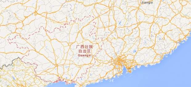 Mapa de provincia China de Guangxi