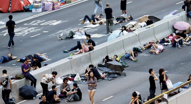 Manifestantes en Hong Kong