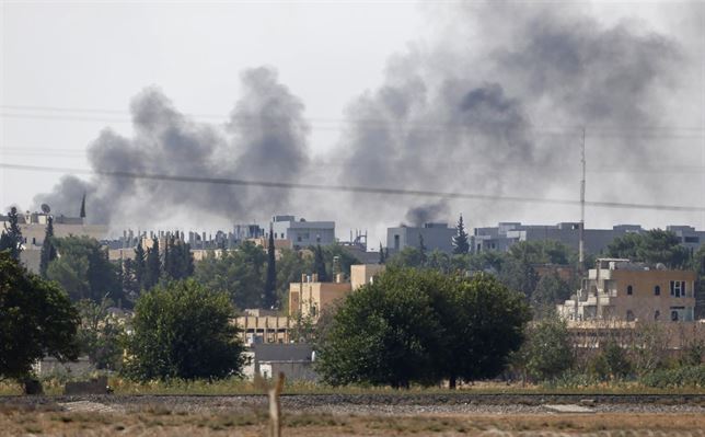 Bombardeo en Kobani